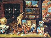Frans Francken II A Collector's Cabinet. oil